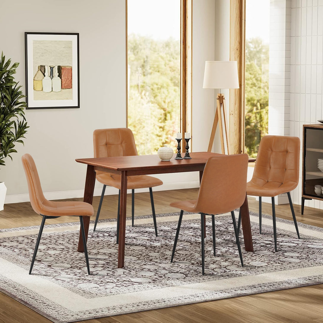David PU Leather Dining Chair - Set of 4 - Orange