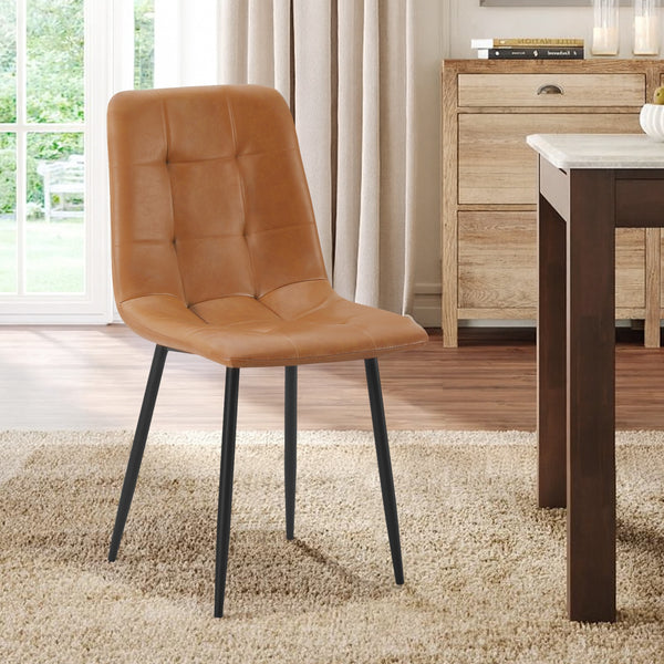David PU Leather Dining Chair - Set of 4 - Orange