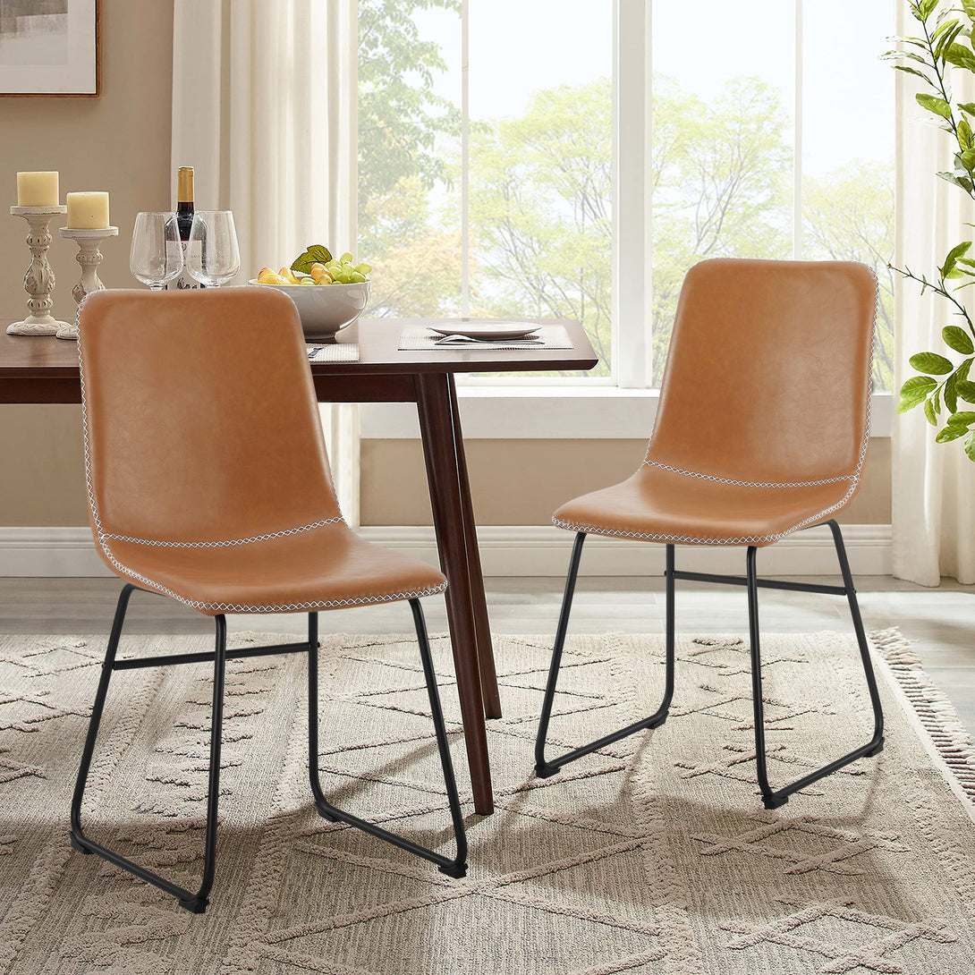 Grayson PU Leather Dining Chair - Set of 2 - Orange