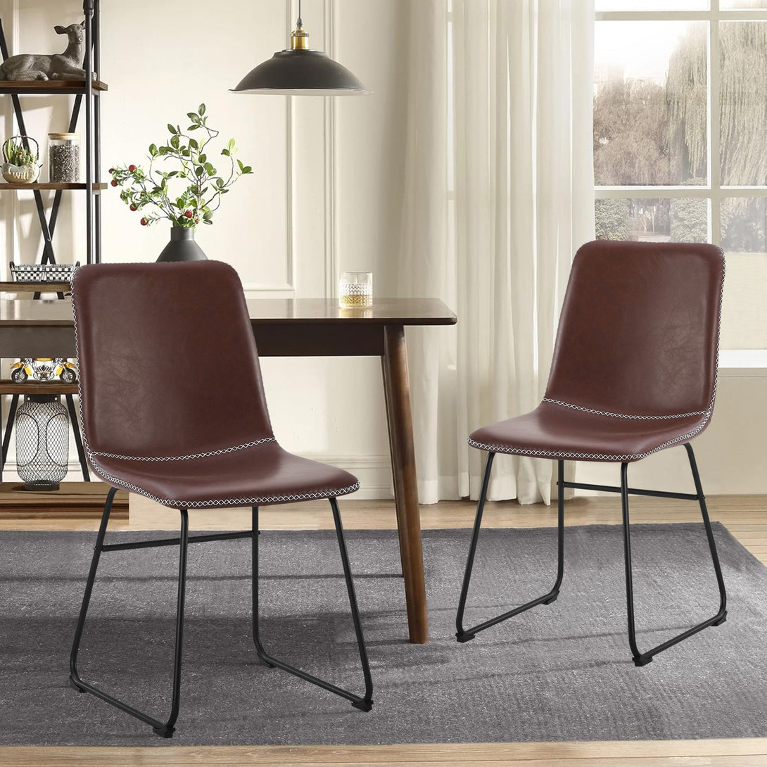 Grayson PU Leather Dining Chair - Set of 2 - Brown