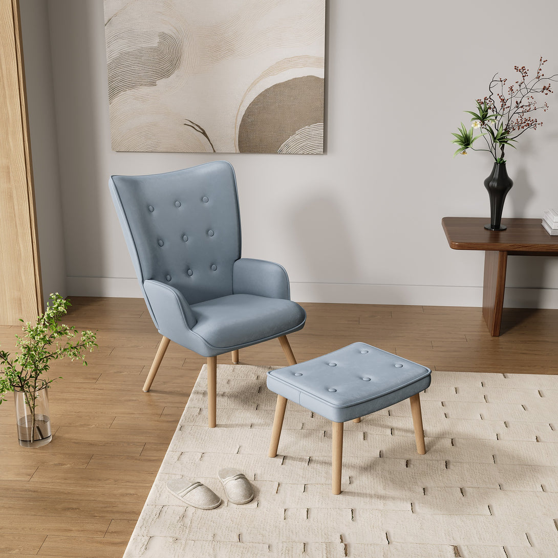 Olivia Armchair with Ottoman - Blue