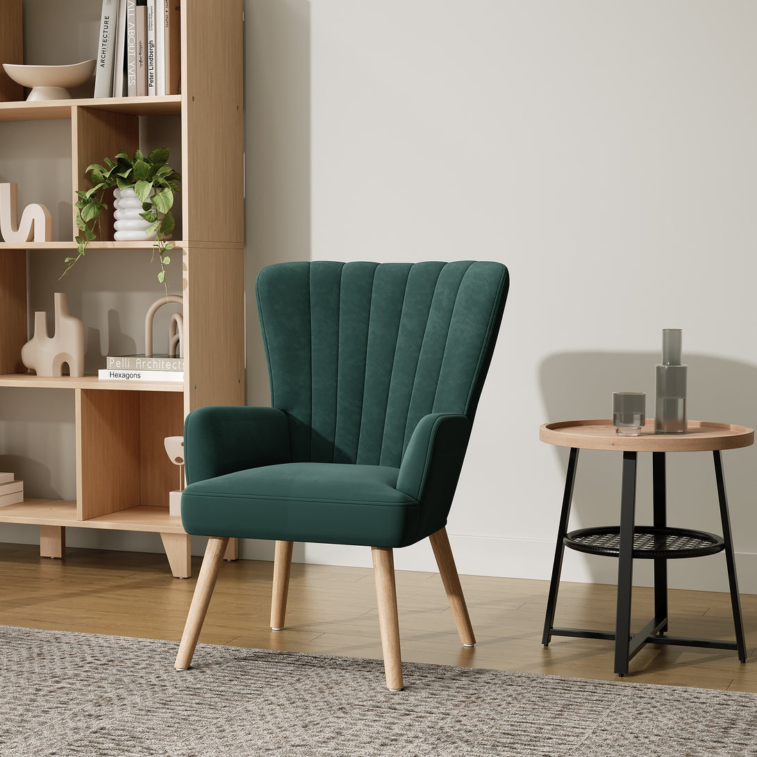 Neil Velvet Armchair - Green
