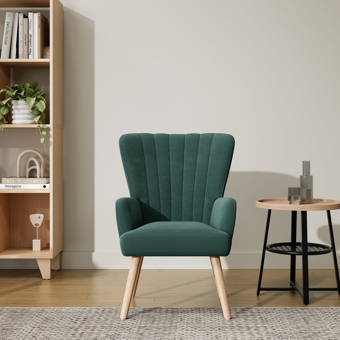 Neil Velvet Armchair - Green