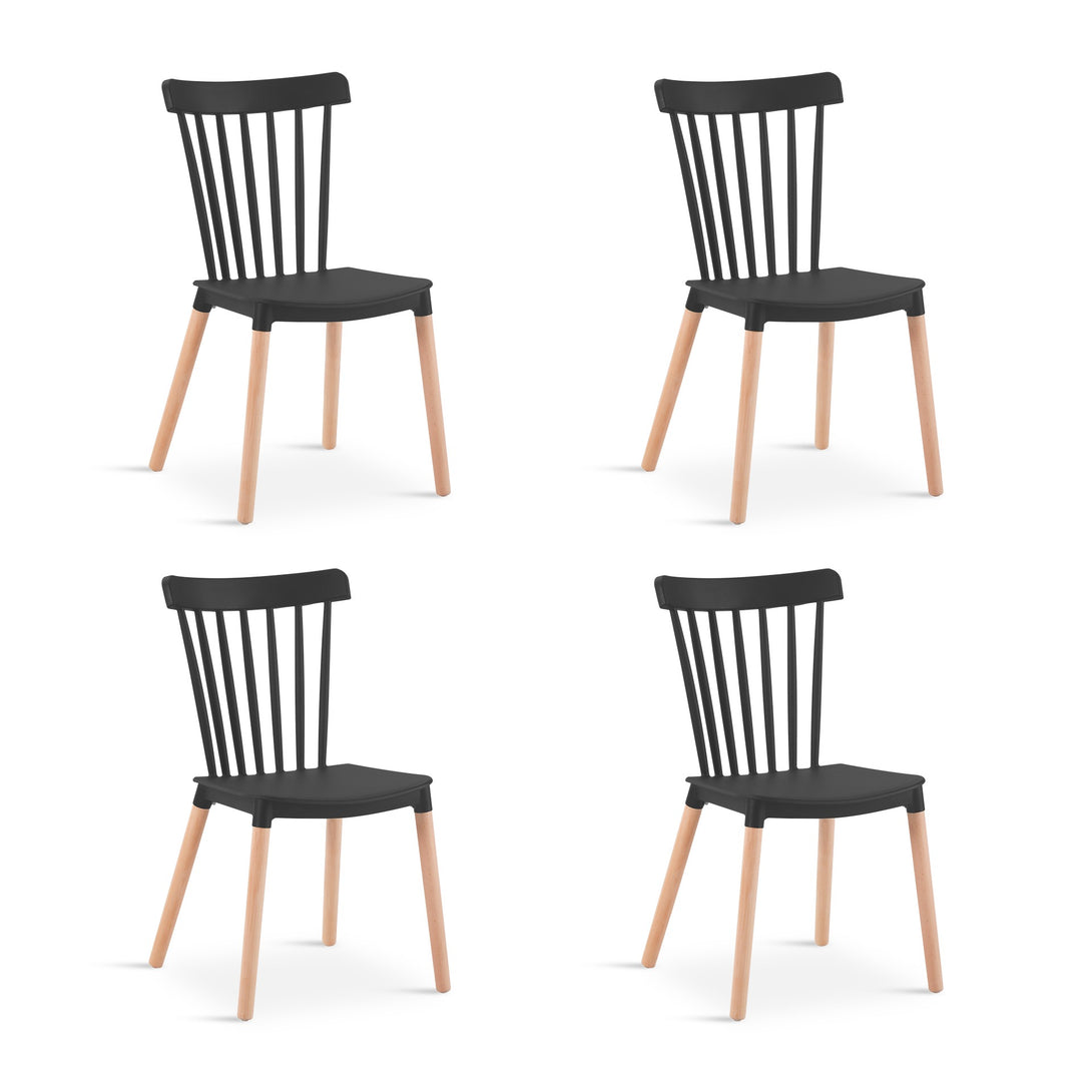 Cooper Dining Chair - Set of 4 - Black + Oak