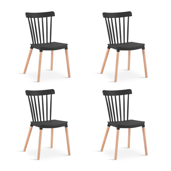 Cooper Dining Chair - Set of 4 - Black + Oak