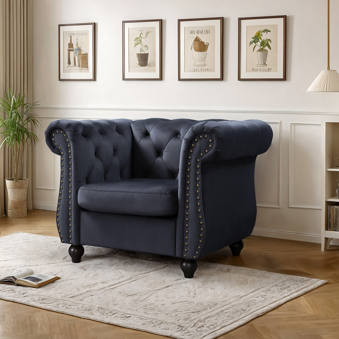 Emily Velvet Occasional Chair - Black
