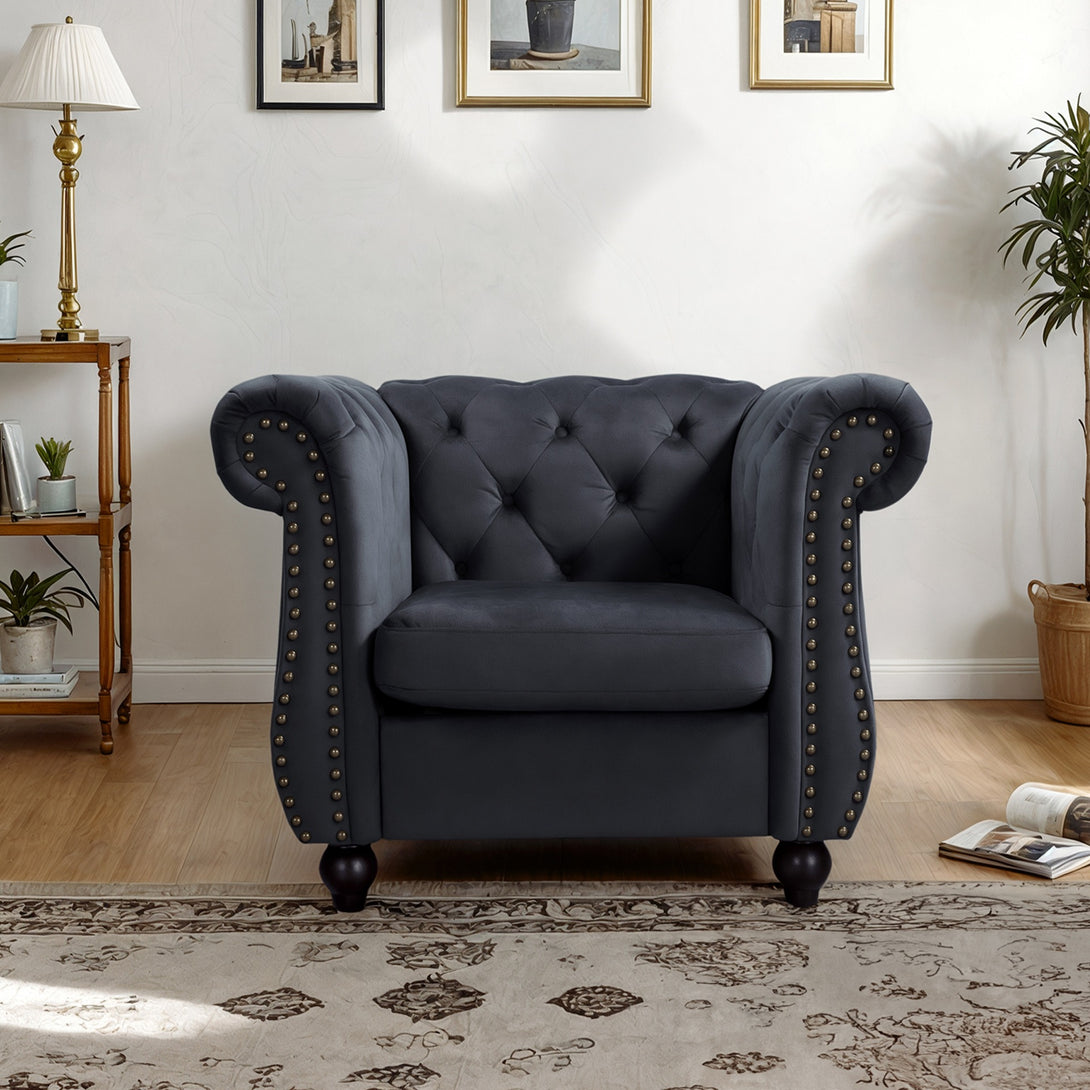 Emily Velvet Occasional Chair - Black