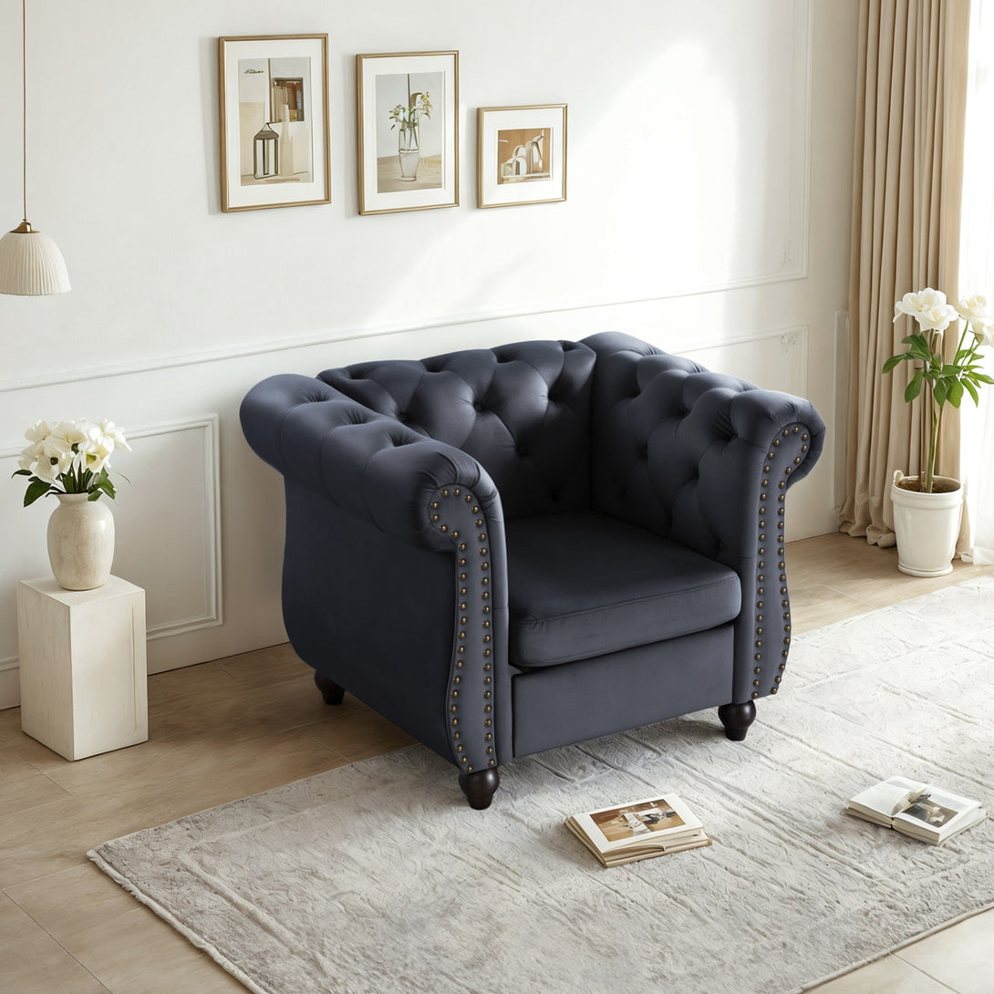 Emily Velvet Occasional Chair - Black