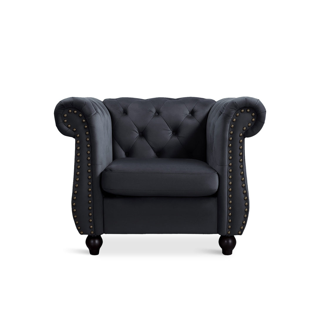 Emily Velvet Occasional Chair - Black