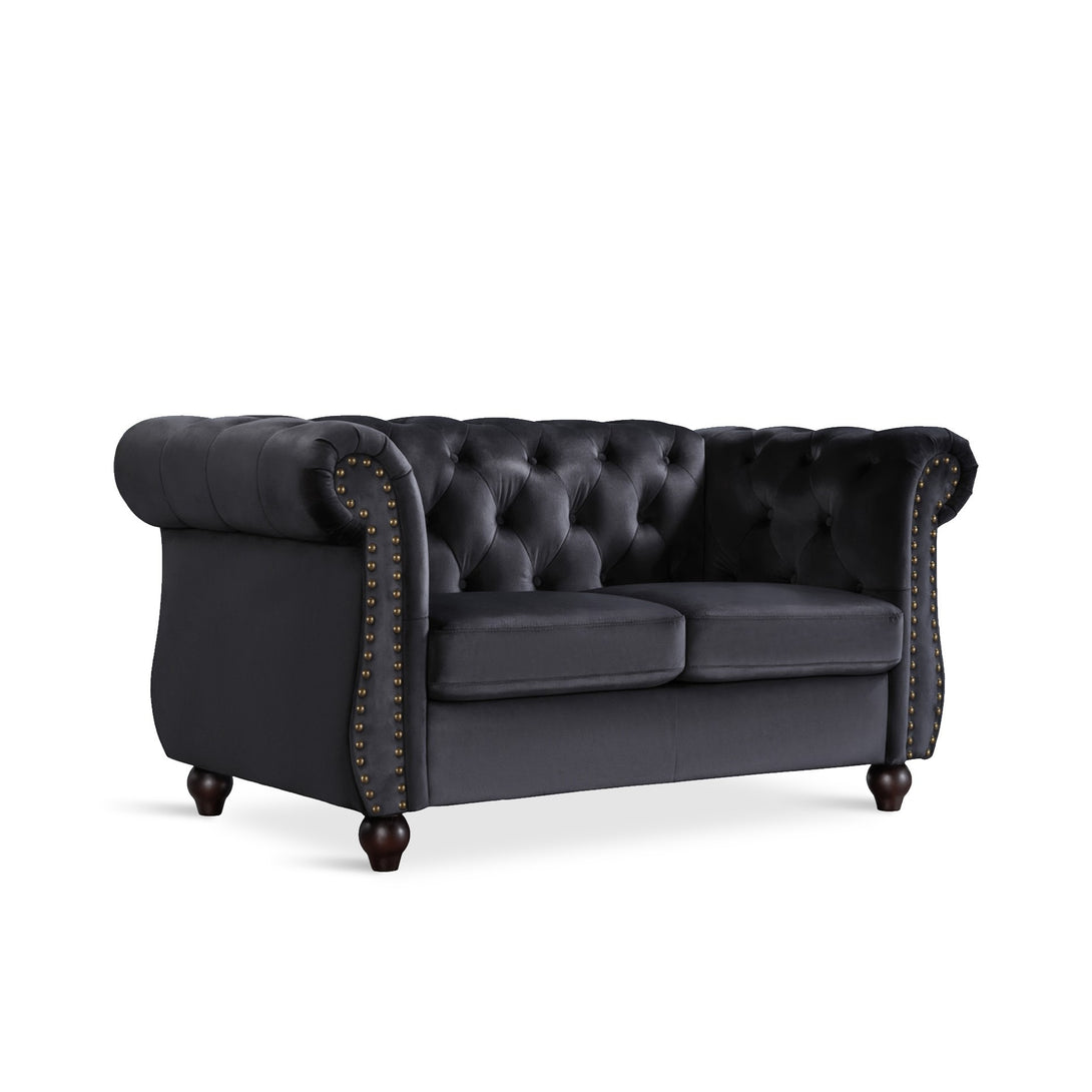 Emily Velvet 2 Seater Sofa - Black