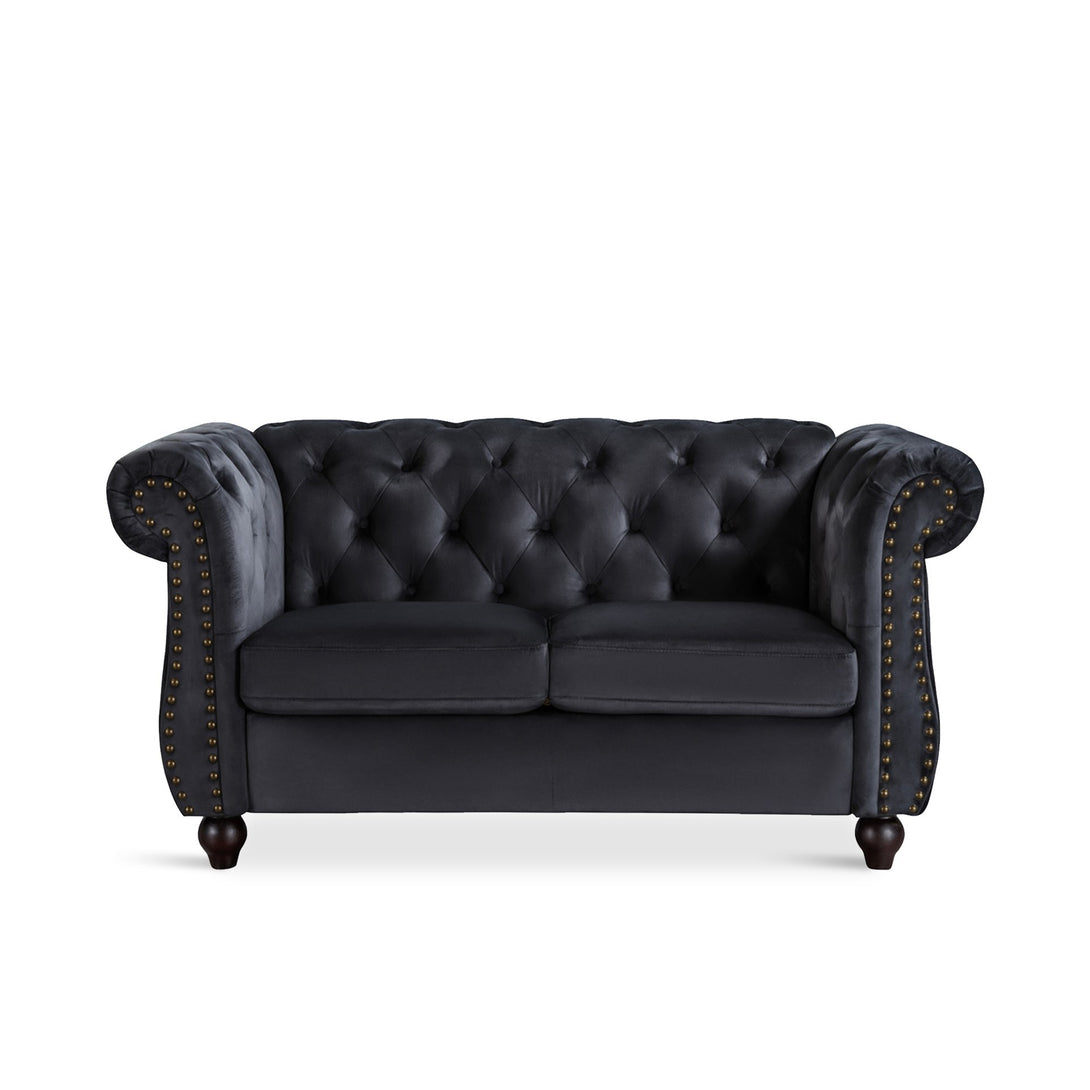 Emily Velvet 2 Seater Sofa - Black