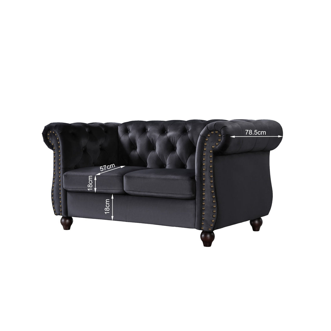 Emily Velvet 2 Seater Sofa - Black