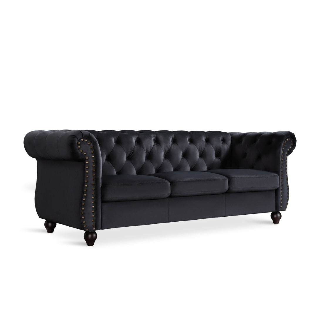 Emily Velvet 3 Seater Sofa - Black