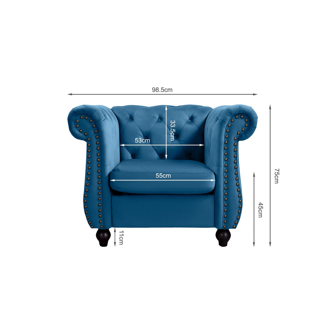 Emily Velvet  Occasional Chair - Dark Blue