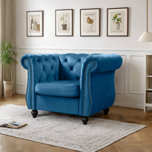 Emily Velvet  Occasional Chair - Dark Blue