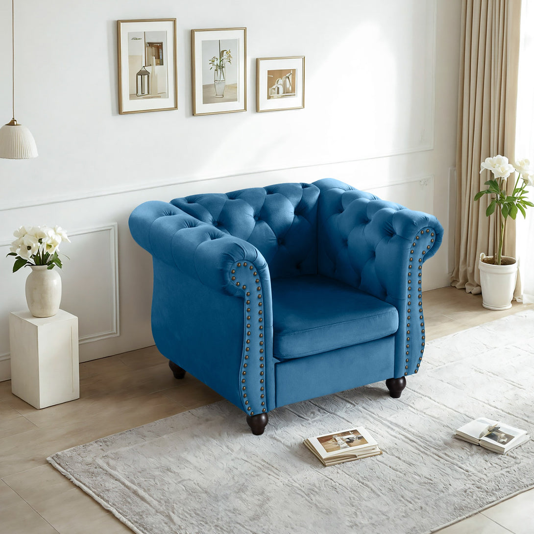 Emily Velvet  Occasional Chair - Dark Blue
