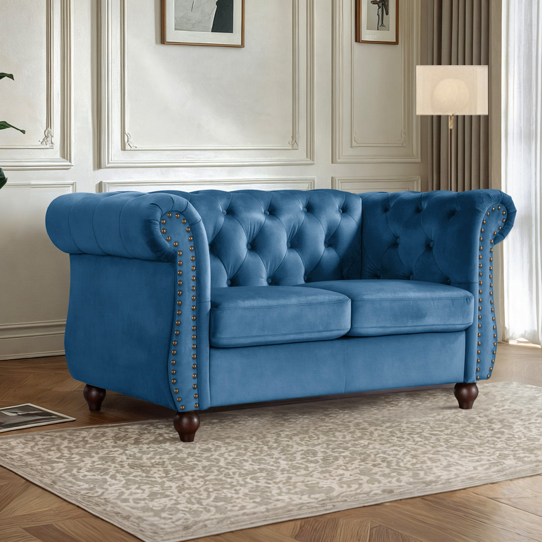 Emily Velvet 2 Seater Sofa - Dark Blue