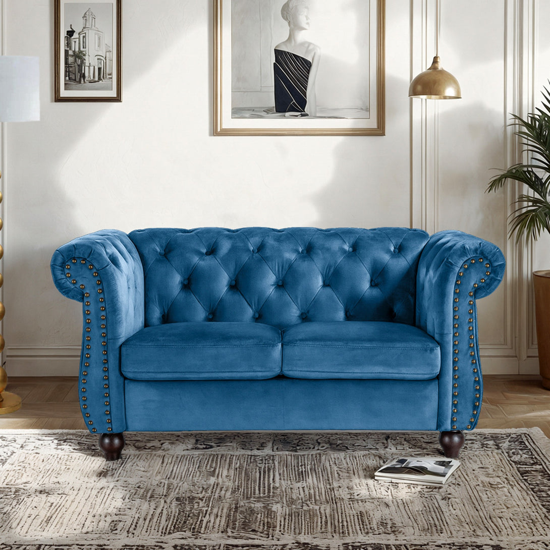 Emily Velvet 2 Seater Sofa - Dark Blue
