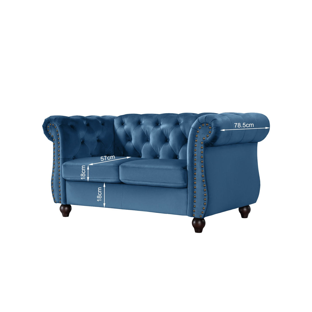 Emily Velvet 2 Seater Sofa - Dark Blue