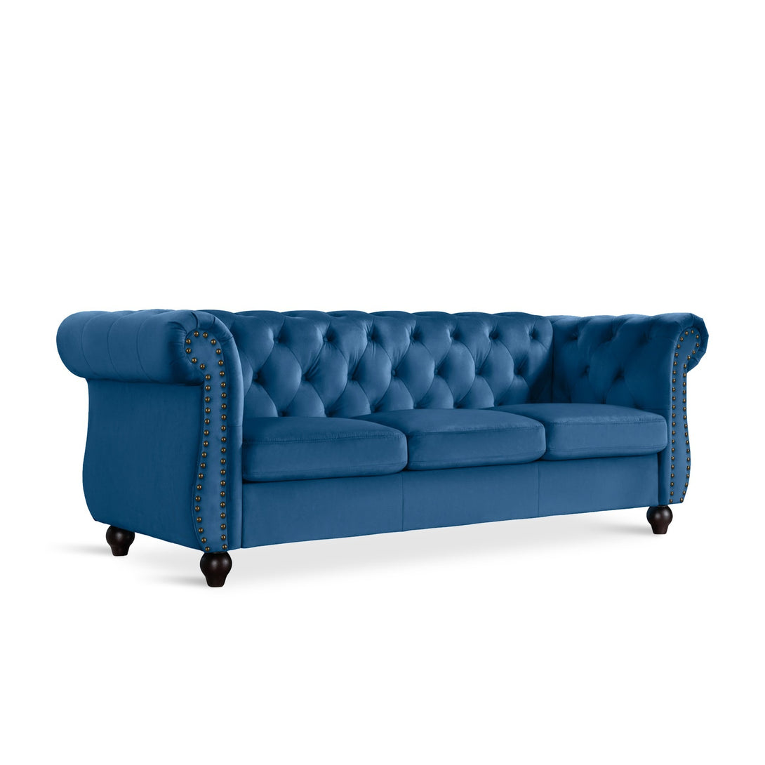 Emily Velvet 3 Seater Sofa - Dark Blue