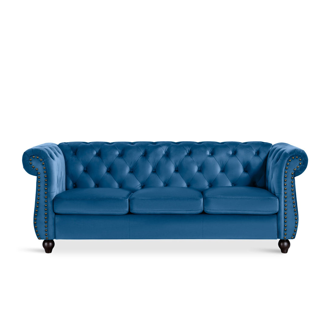 Emily Velvet 3 Seater Sofa - Dark Blue