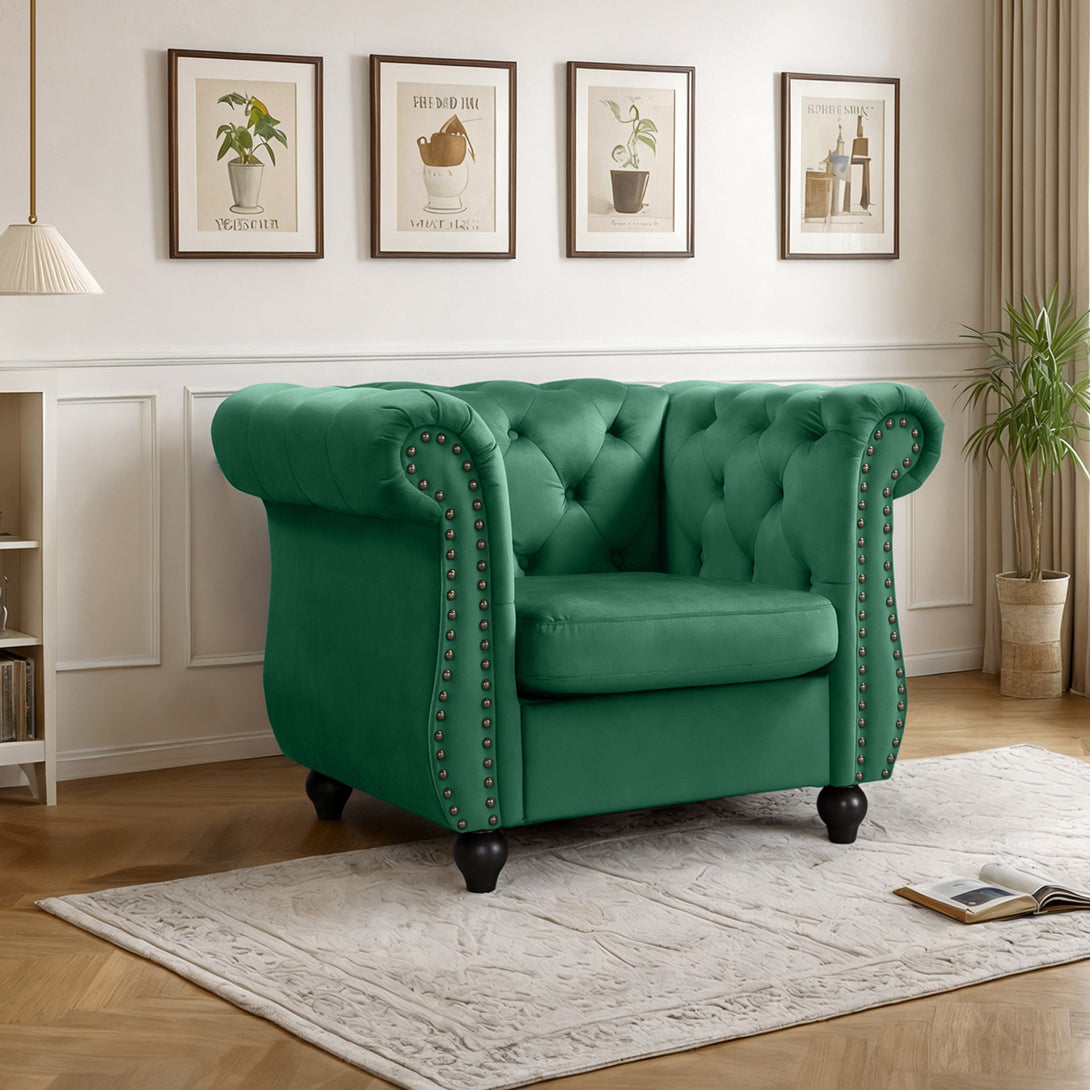Emily Velvet  Occasional Chair - Green