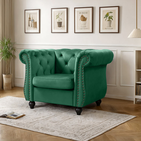Emily Velvet  Occasional Chair - Green
