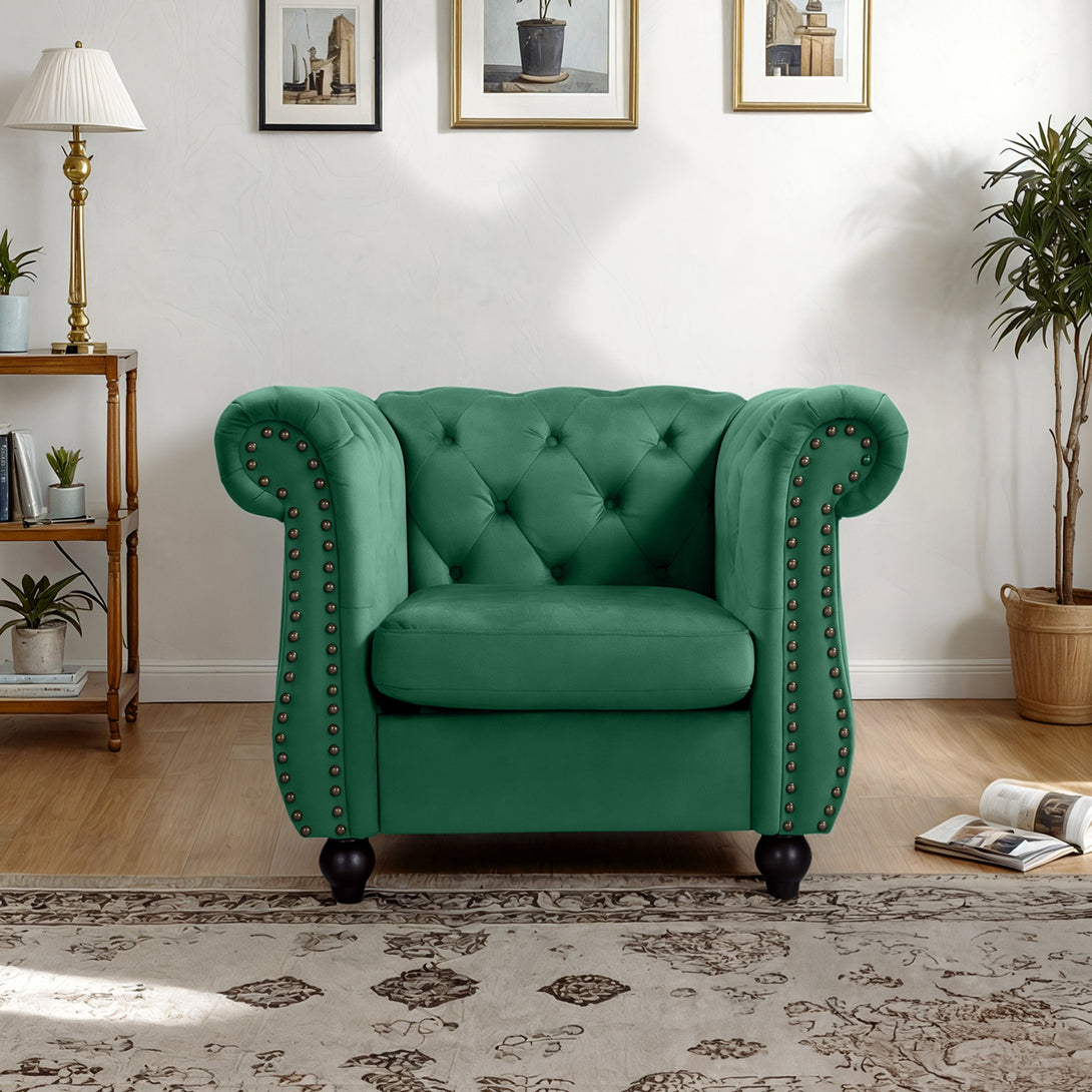 Emily Velvet  Occasional Chair - Green