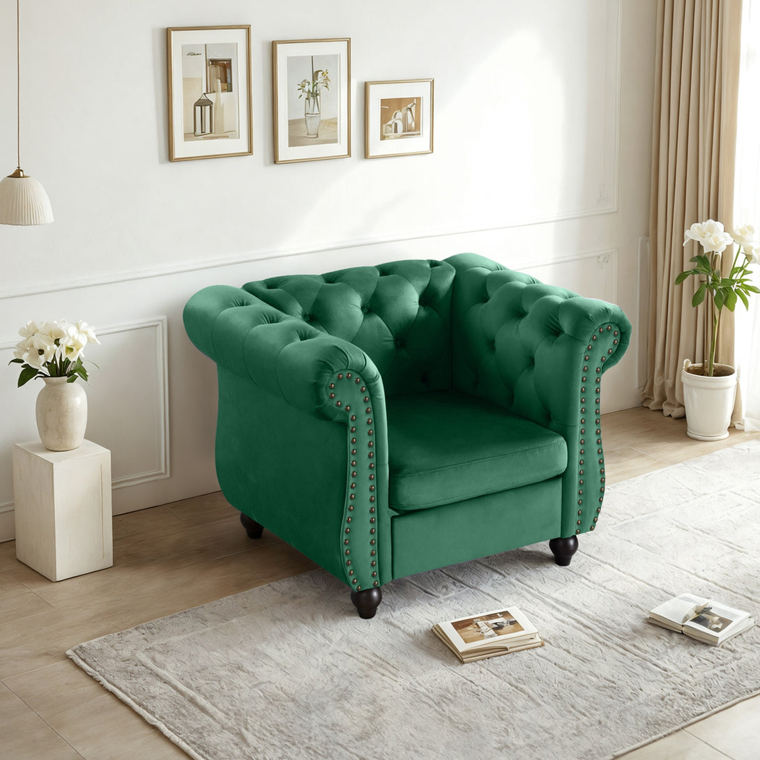 Emily Velvet  Occasional Chair - Green