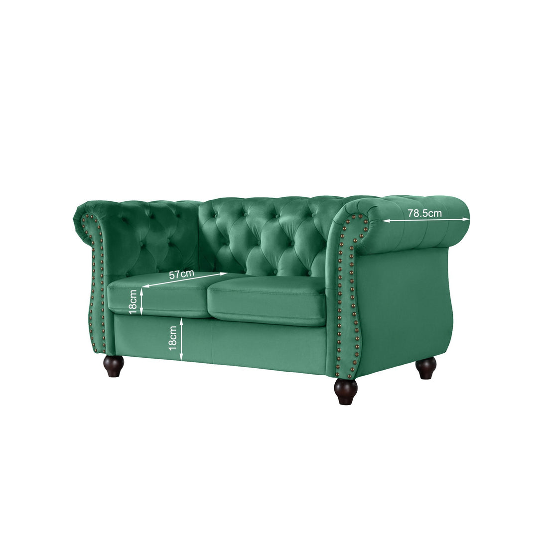 Emily Velvet 2 Seater Sofa - Green