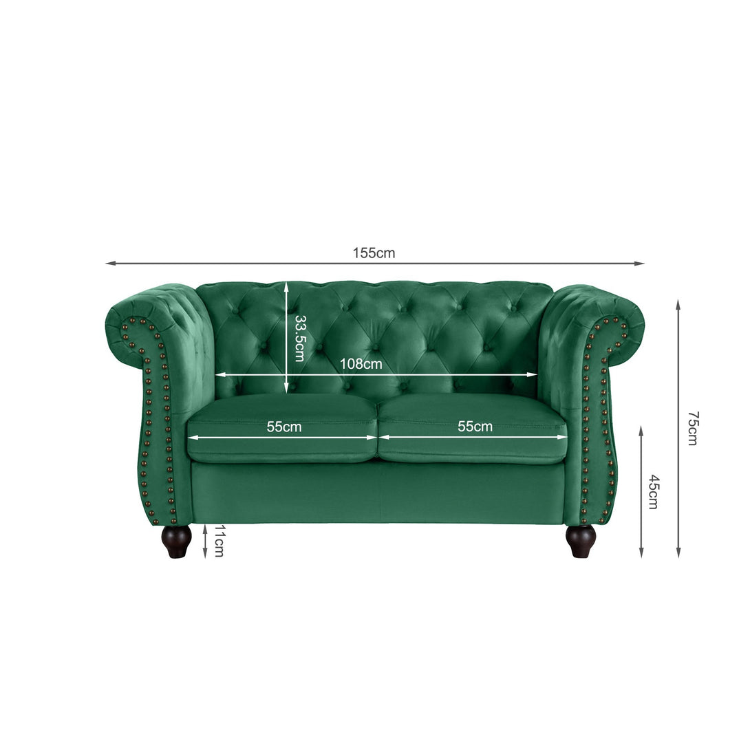 Emily Velvet 2 Seater Sofa - Green