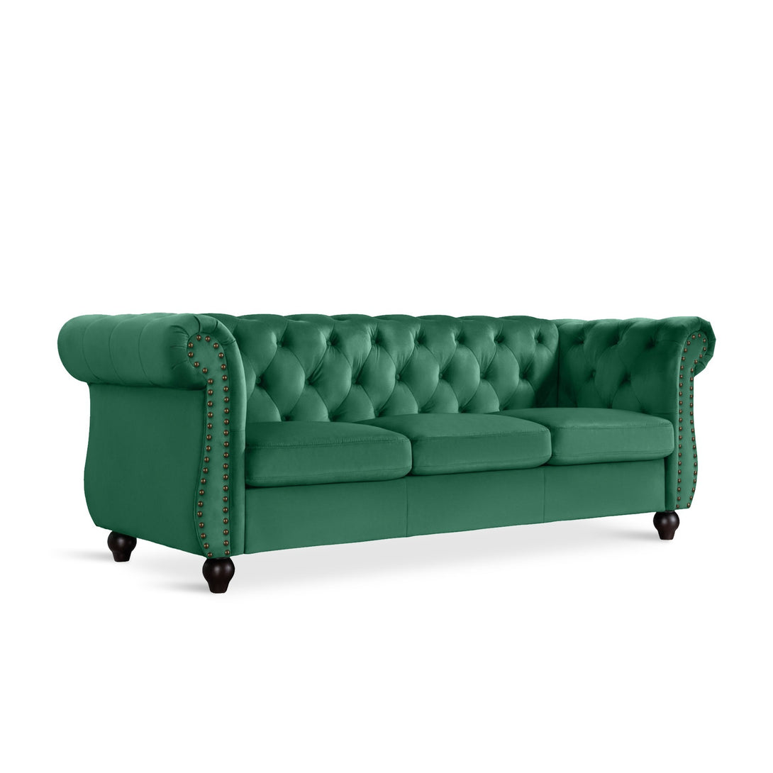 Emily Velvet 3 Seater Sofa - Green