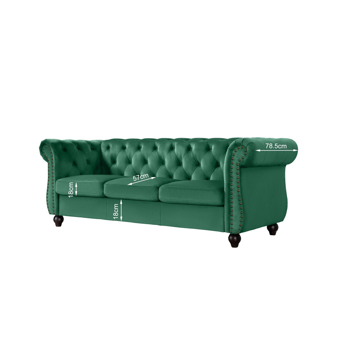 Emily Velvet 3 Seater Sofa - Green
