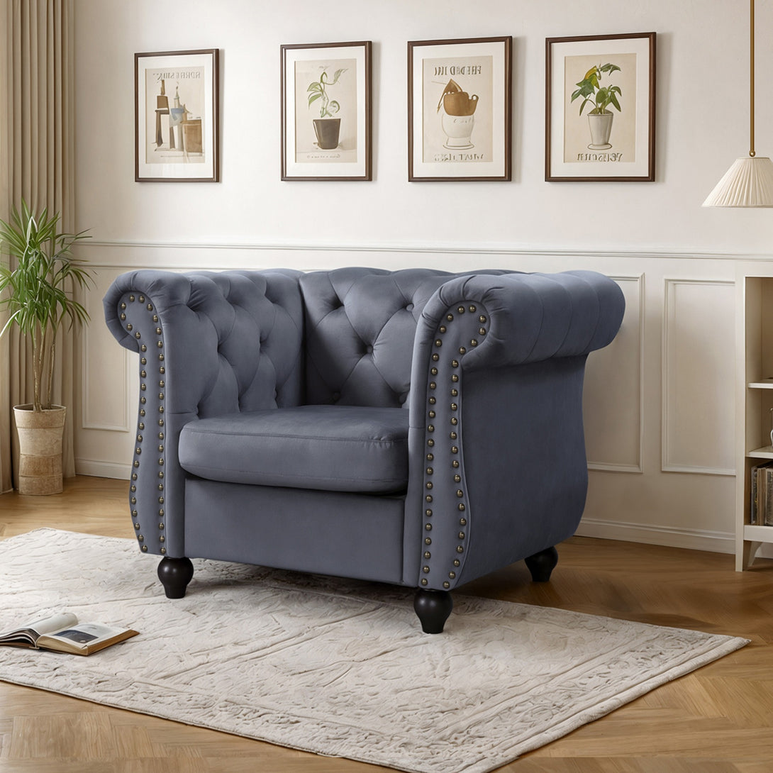 Emily Velvet  Occasional Chair - Grey
