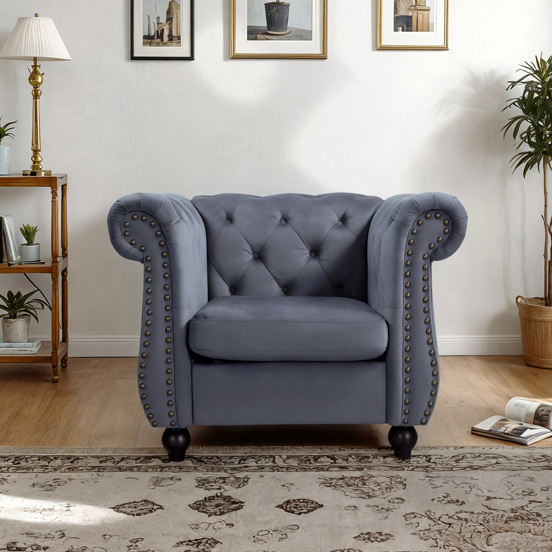 Emily Velvet  Occasional Chair - Grey