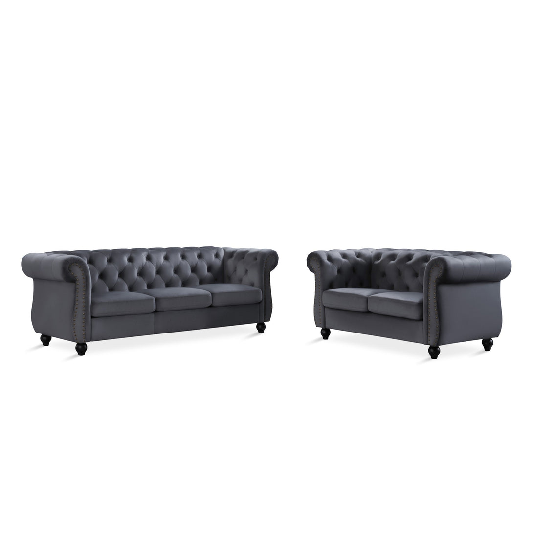 Emily Velvet 3 Seater Sofa - Grey