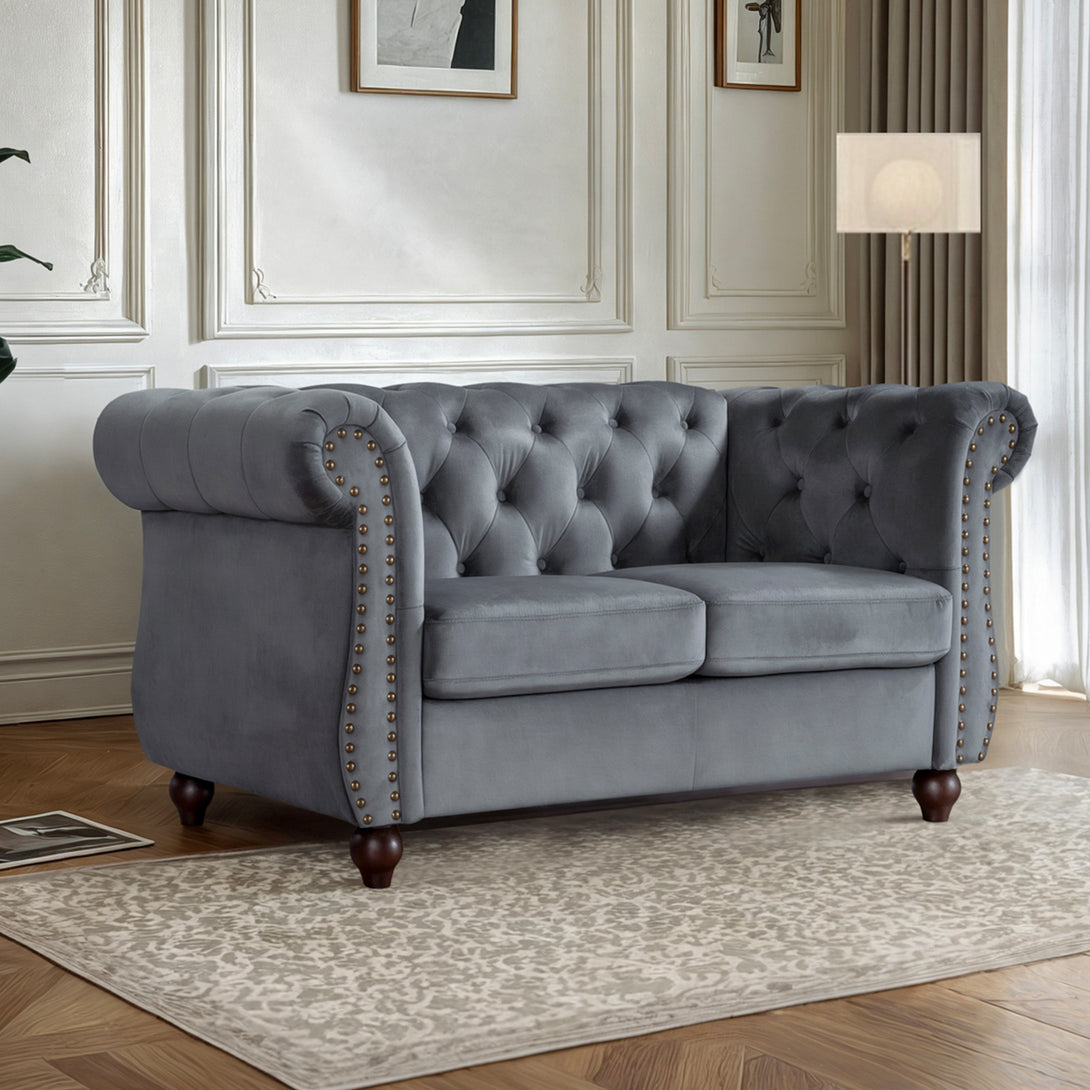 Emily Velvet 2 Seater Sofa - Grey