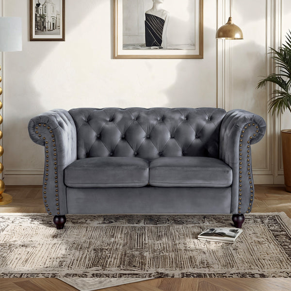 Emily Velvet 2 Seater Sofa - Grey