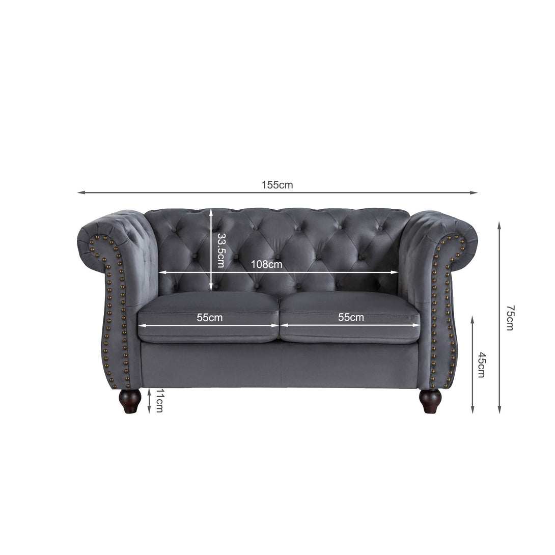Emily Velvet 2 Seater Sofa - Grey