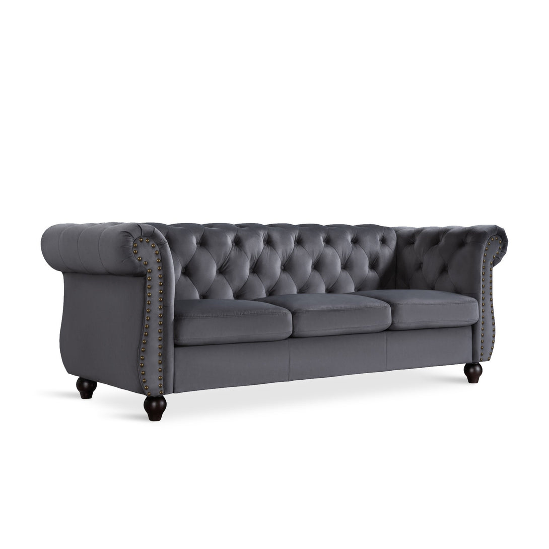 Emily Velvet 3 Seater Sofa - Grey