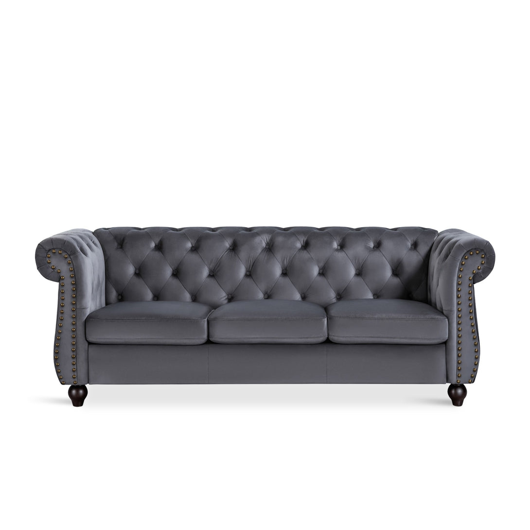 Emily Velvet 3 Seater Sofa - Grey