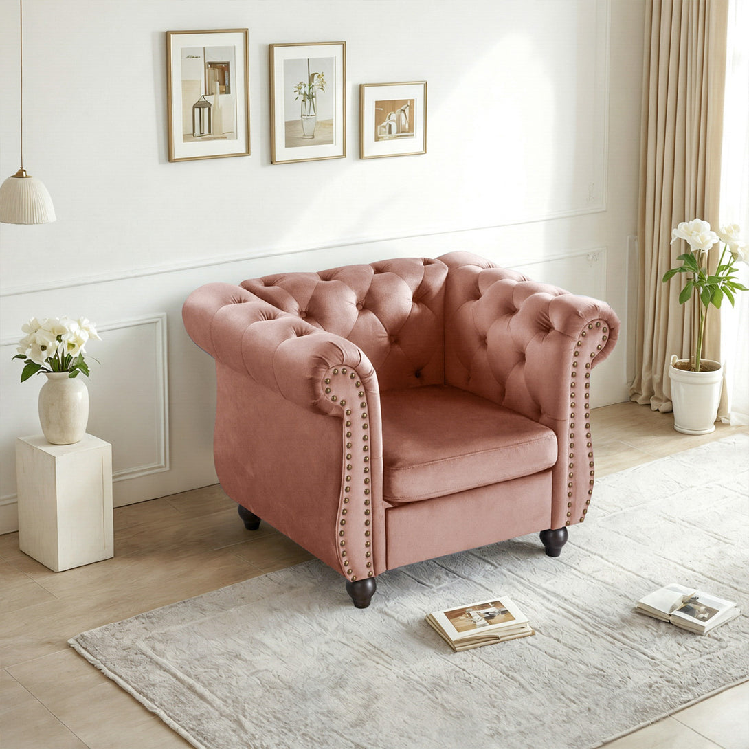 Emily Velvet  Occasional Chair - Rose