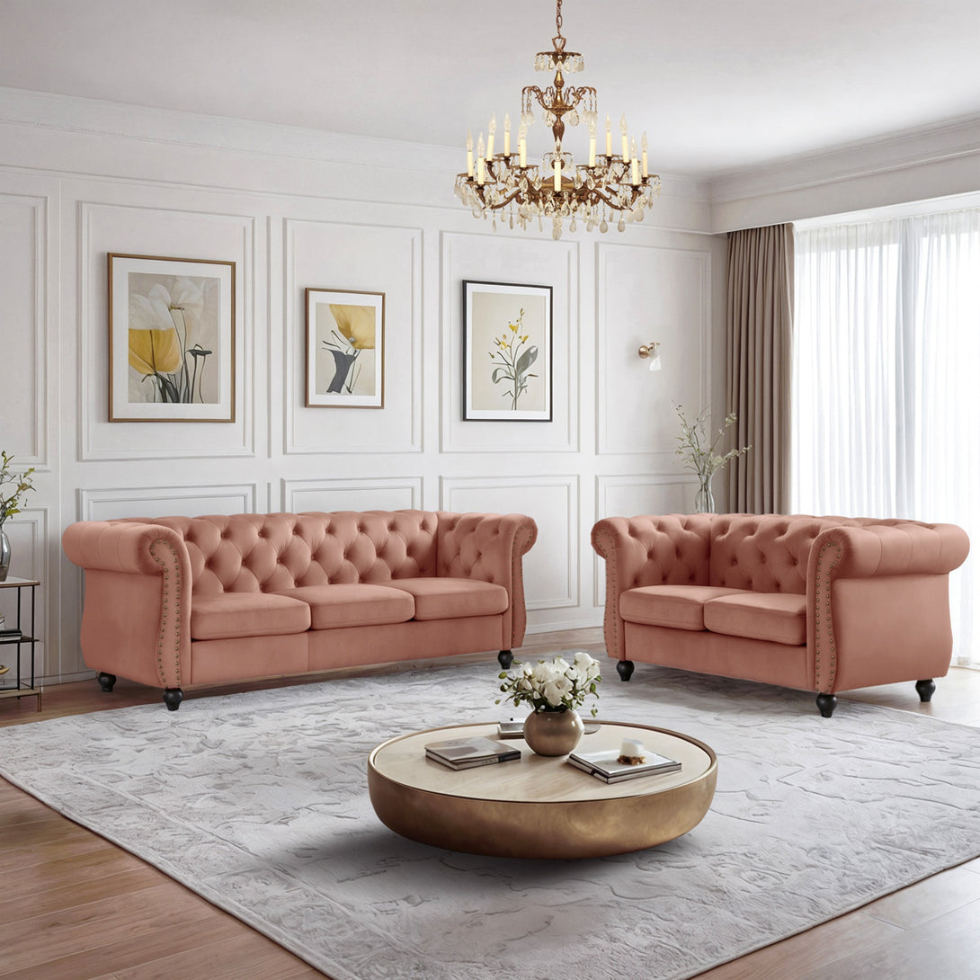 Emily Velvet 2 Seater Sofa - Rose