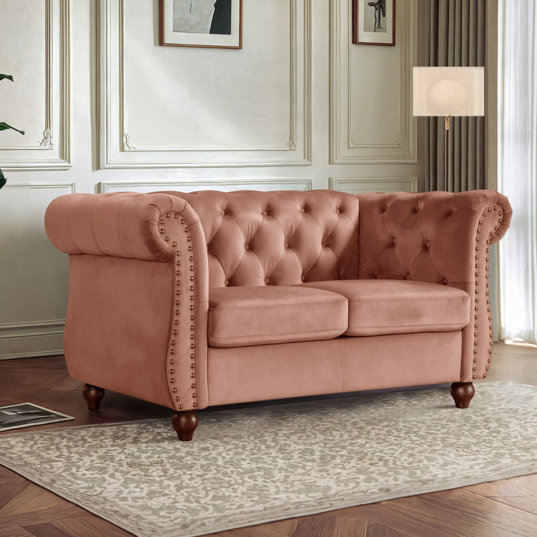 Emily Velvet 2 Seater Sofa - Rose
