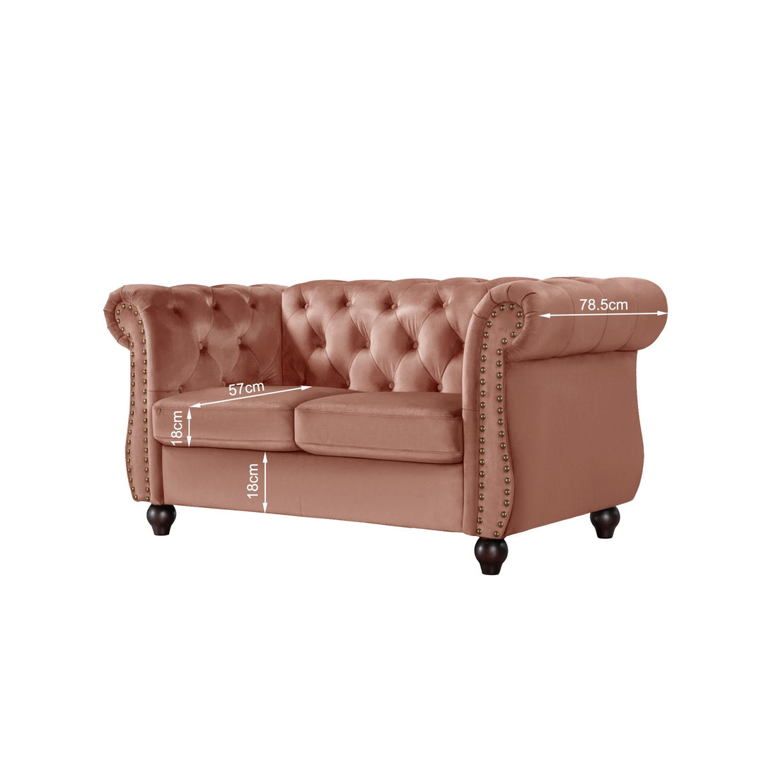 Emily Velvet 2 Seater Sofa - Rose