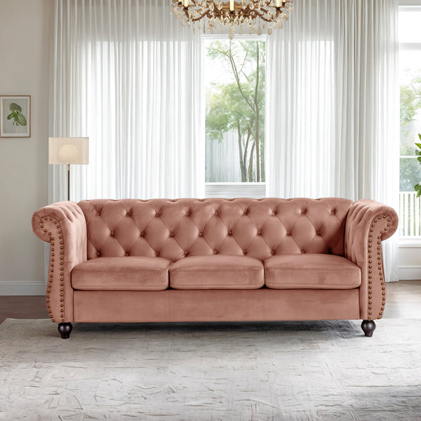 Emily Velvet 3 Seater Sofa - Rose
