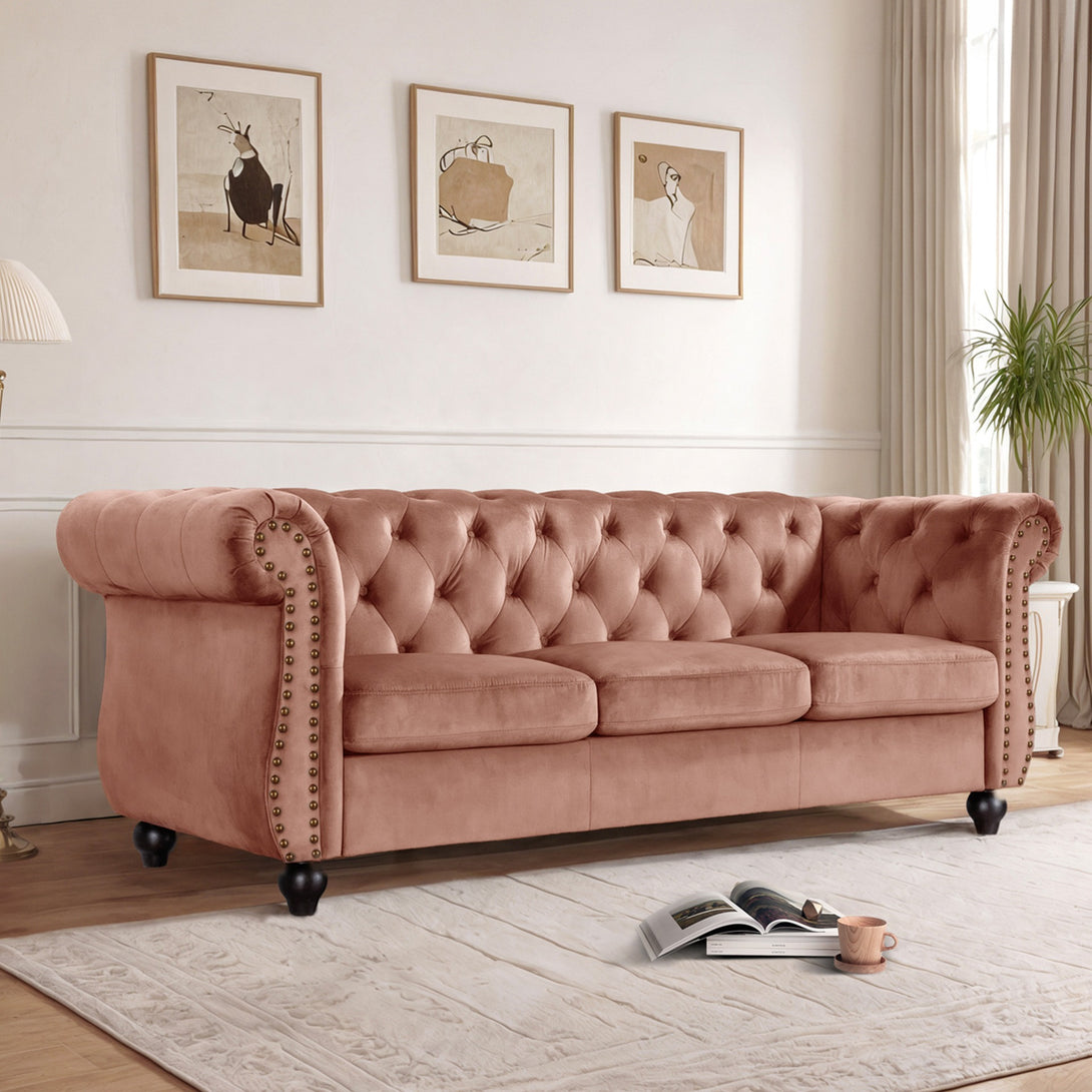 Emily Velvet 3 Seater Sofa - Rose