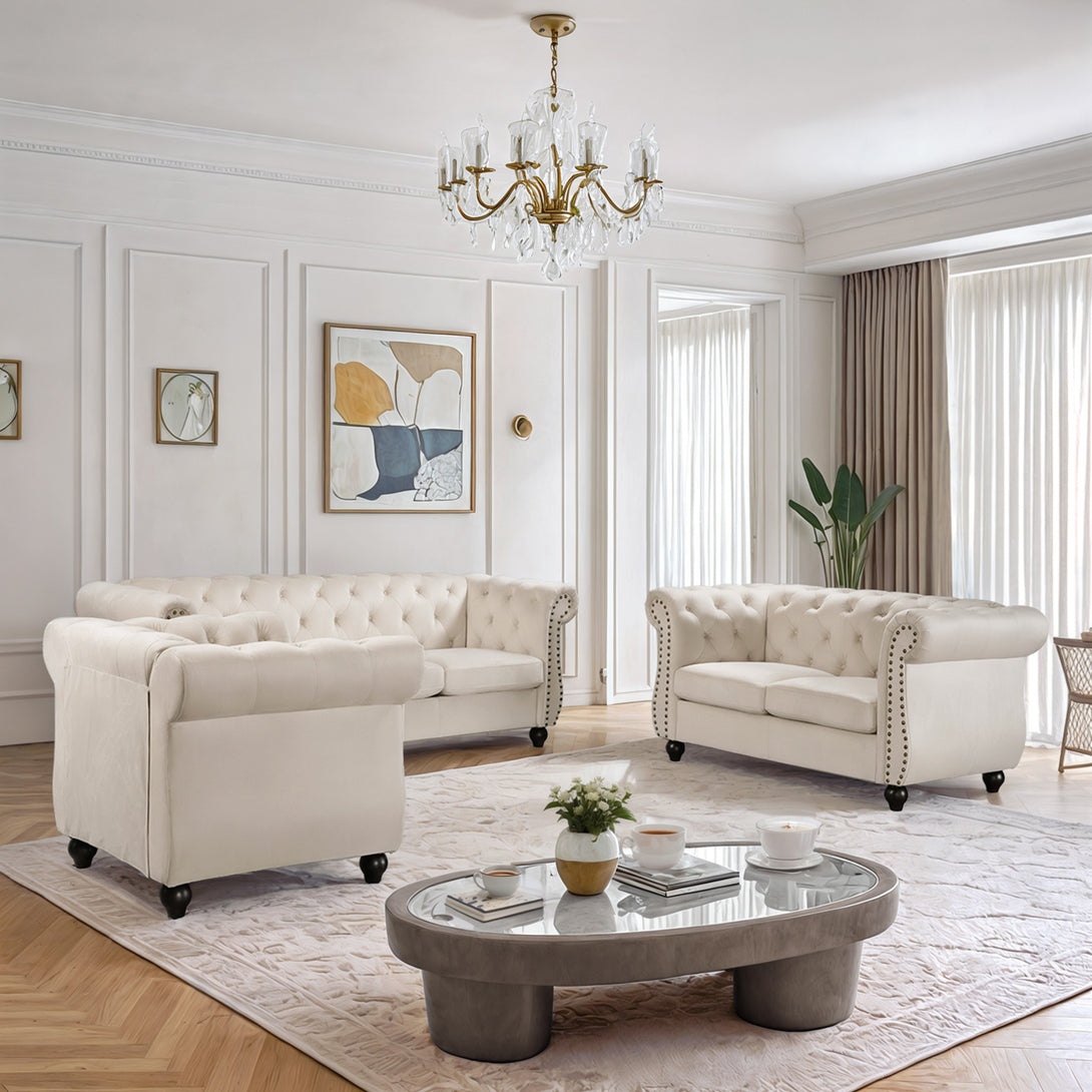 Emily Velvet  Occasional Chair - Ivory