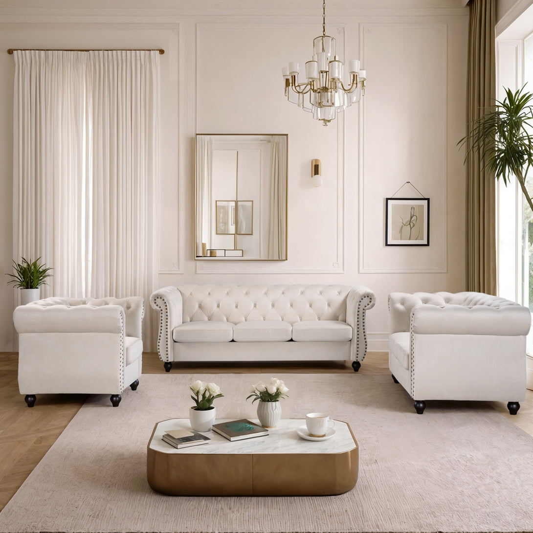 Emily Velvet  Occasional Chair - Ivory