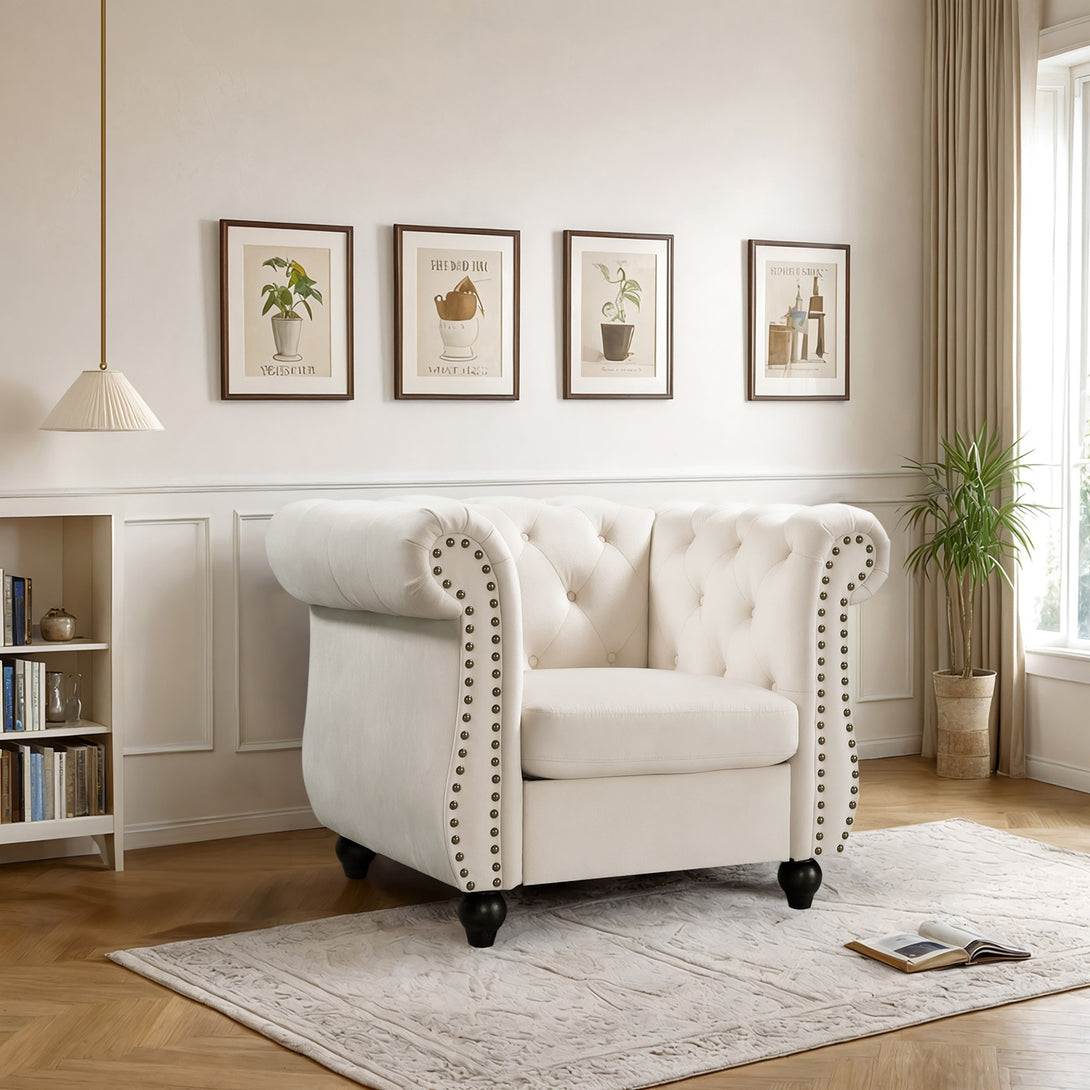 Emily Velvet  Occasional Chair - Ivory